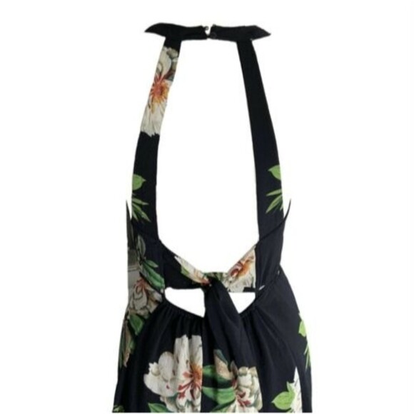 Zesica Floral Halter Strappy Back Maxi Dress Blue L - Picture 7 of 11